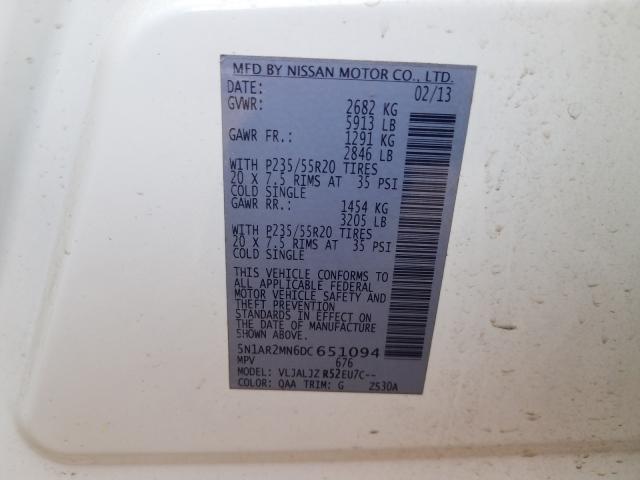 Photo 10 from auction – 2013 NISSAN PATHFINDER with VIN 5N1AR2MN6DC651094