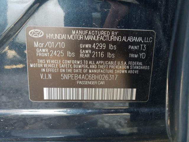 Photo 10 from auction – 2011 HYUNDAI SONATA GLS with VIN 5NPEB4AC6BH026317