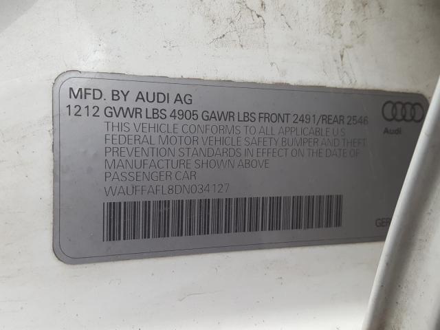 Photo 10 from auction – 2013 AUDI A4 with VIN WAUFFAFL8DN034127