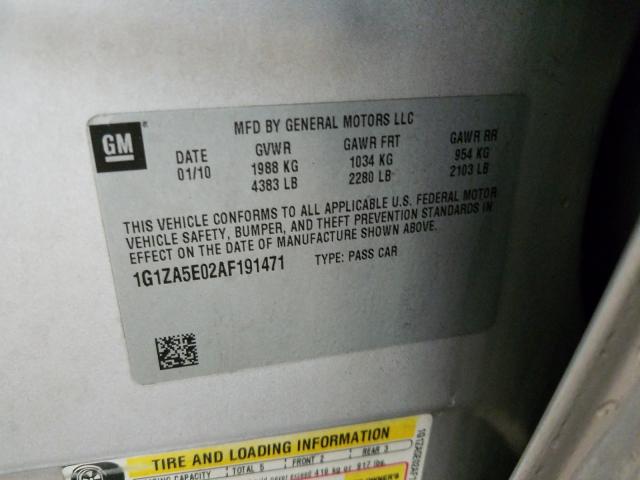 Photo 10 from auction – 2010 CHEVROLET MALIBU LS with VIN 1G1ZA5E02AF191471
