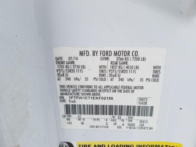 Photo 10 from auction – 2014 FORD F150 SUPER with VIN 1FTFW1ET1EKF02156