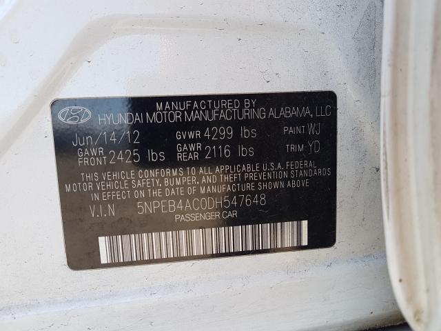 Photo 10 from auction – 2013 HYUNDAI SONATA GLS with VIN 5NPEB4AC0DH547648