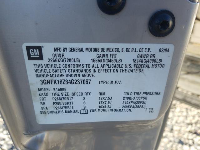 Photo 10 from auction – 2004 CHEVROLET SUBURBAN K with VIN 3GNFK16Z84G237067