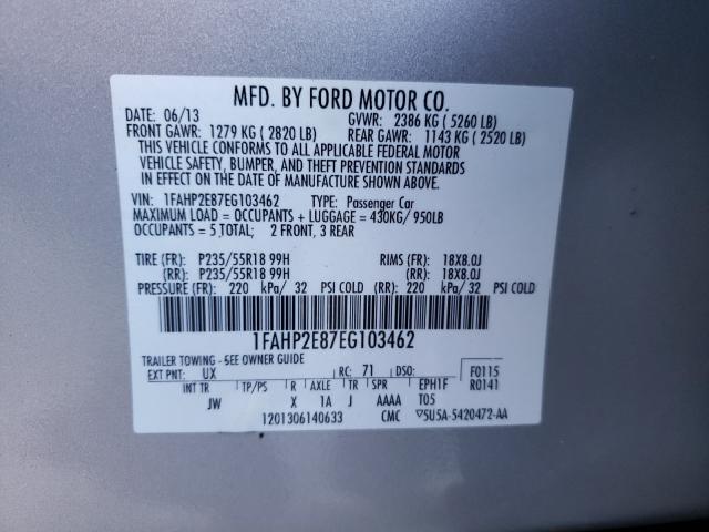 Photo 10 from auction – 2014 FORD TAURUS SEL with VIN 1FAHP2E87EG103462