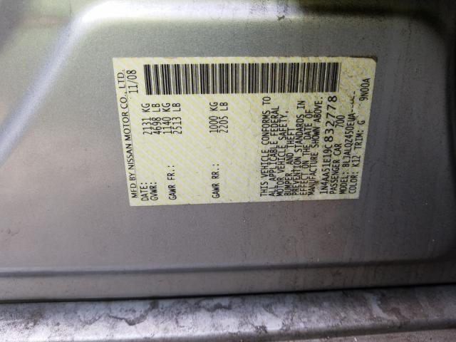 Photo 10 from auction – 2009 NISSAN MAXIMA S with VIN 1N4AA51E19C832778