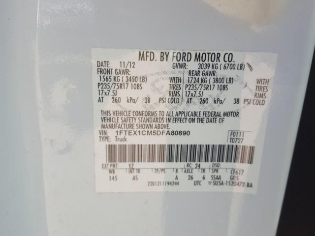 Photo 10 from auction – 2013 FORD F150 SUPER with VIN 1FTEX1CM5DFA80890