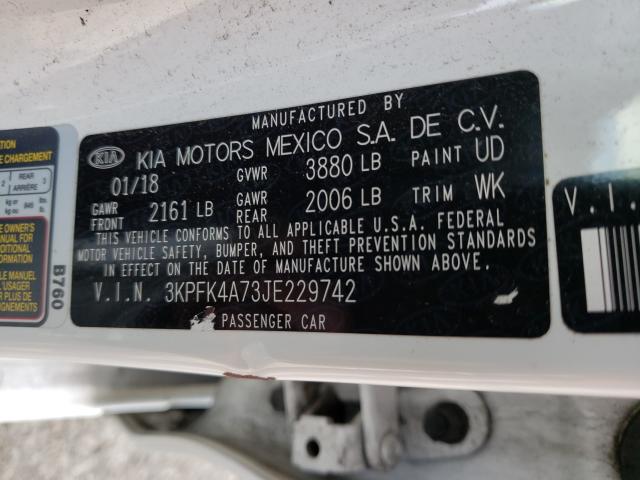 Photo 10 from auction – 2018 KIA FORTE LX with VIN 3KPFK4A73JE229742