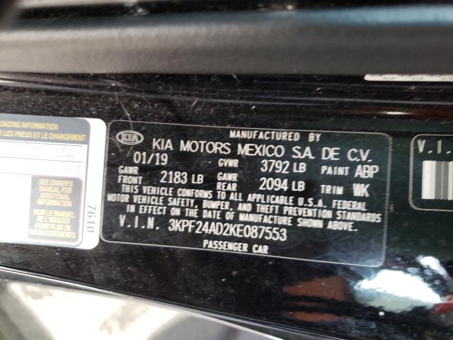 Photo 10 from auction – 2019 KIA FORTE FE with VIN 3KPF24AD2KE087553