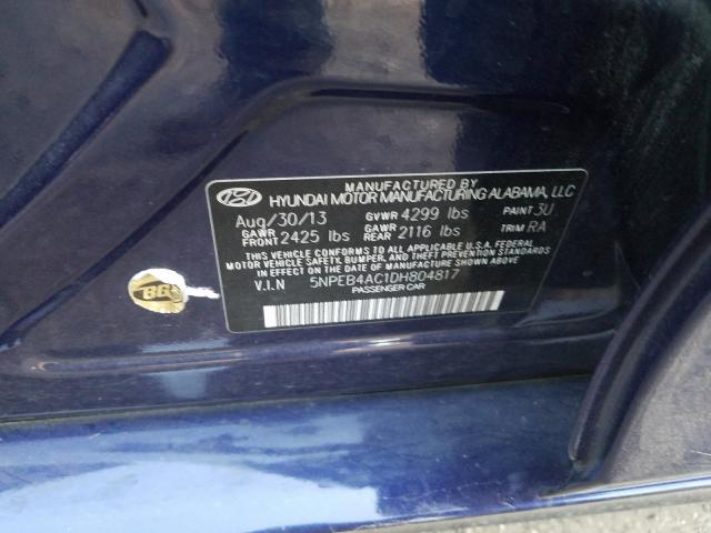 Photo 10 from auction – 2013 HYUNDAI SONATA GLS with VIN 5NPEB4AC1DH804817