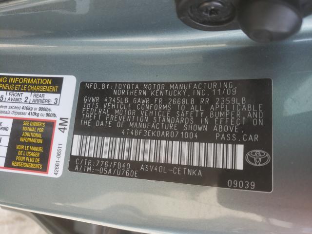 Photo 10 from auction – 2010 TOYOTA CAMRY BASE with VIN 4T4BF3EK0AR071004