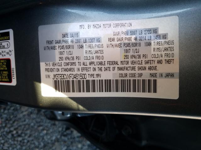 Photo 10 from auction – 2015 MAZDA CX-9 TOURI with VIN JM3TB3CVXF0461500