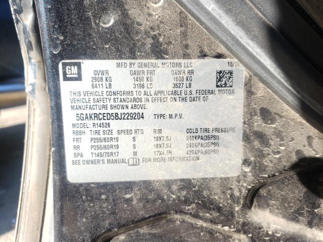 Photo 10 from auction – 2011 BUICK ENCLAVE CX with VIN 5GAKRCED5BJ229204