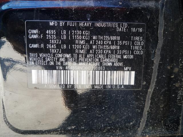 Photo 10 from auction – 2017 SUBARU OUTBACK 2. with VIN 4S4BSANCXH3290863