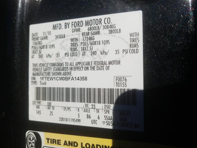 Photo 10 from auction – 2011 FORD F150 SUPER with VIN 1FTEW1CM0BFA14358