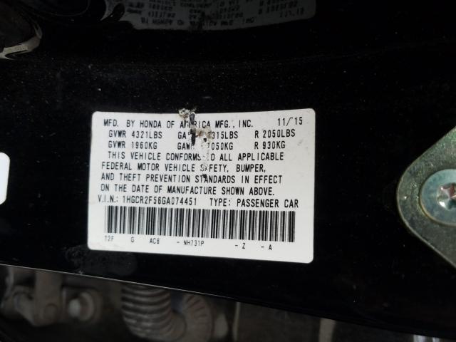 Photo 10 from auction – 2016 HONDA ACCORD SPO with VIN 1HGCR2F56GA074451