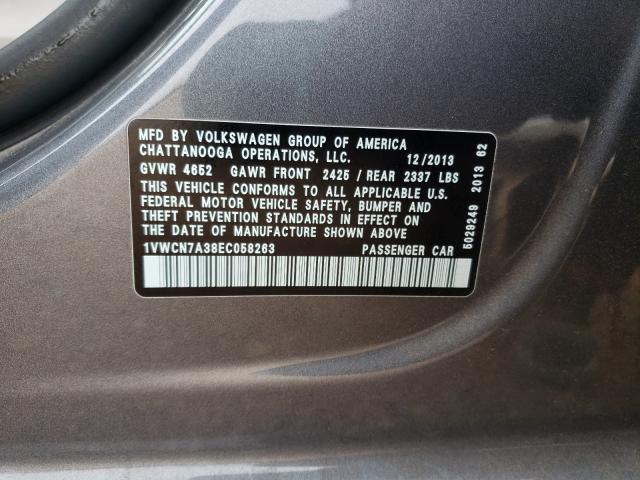 Photo 10 from auction – 2014 VOLKSWAGEN PASSAT SEL with VIN 1VWCN7A38EC058263