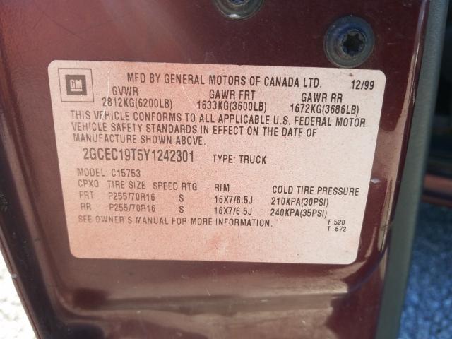 Photo 10 from auction – 2000 CHEVROLET silverado with VIN 2GCEC19T5Y1242301