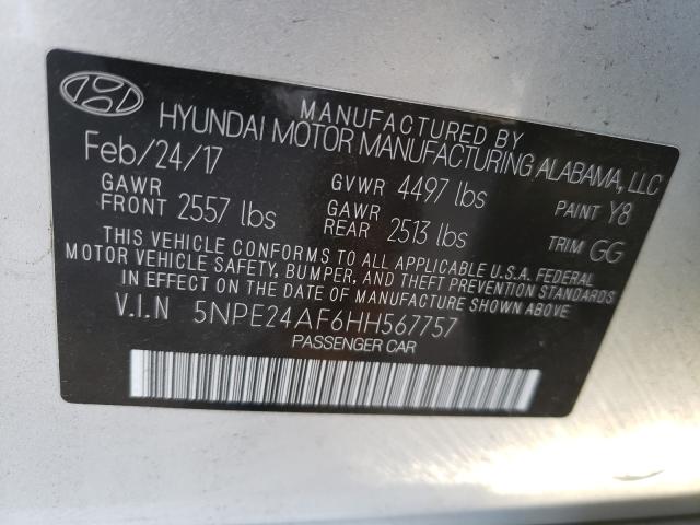 Photo 10 from auction – 2017 HYUNDAI SONATA SE with VIN 5NPE24AF6HH567757
