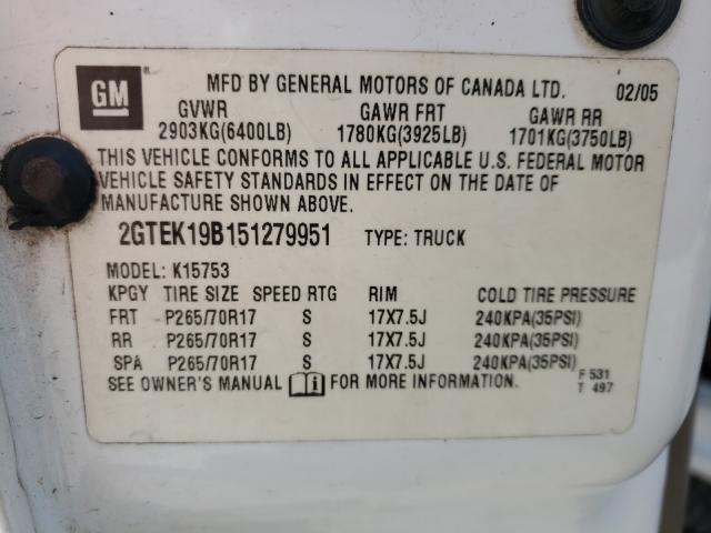 Photo 10 from auction – 2005 GMC NEW SIERRA with VIN 2GTEK19B151279951