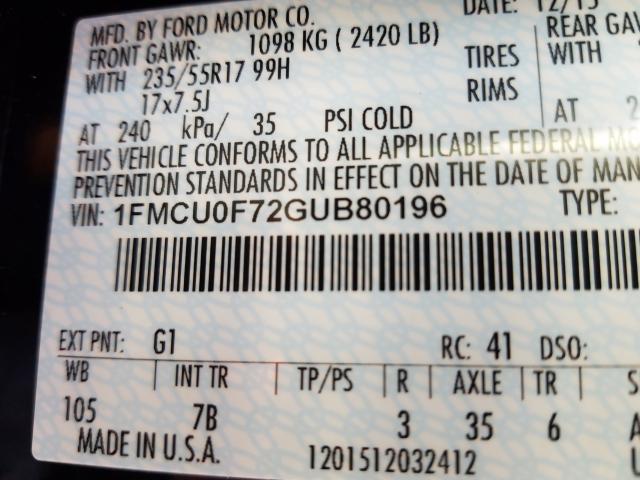 Photo 10 from auction – 2016 FORD ESCAPE S with VIN 1FMCU0F72GUB80196