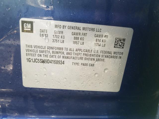 Photo 10 from auction – 2013 CHEVROLET SONIC LT with VIN 1G1JC5SH9D4168934