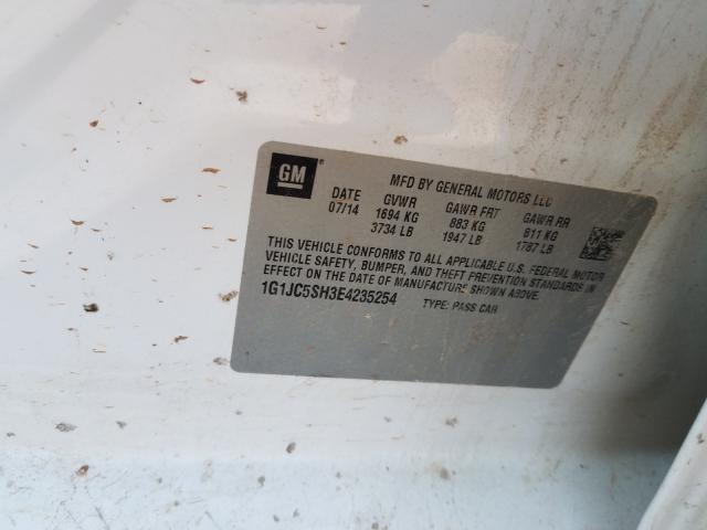 Photo 10 from auction – 2014 CHEVROLET SONIC LT with VIN 1G1JC5SH3E4235254