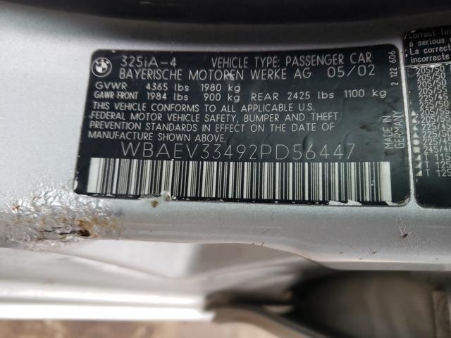 Photo 10 from auction – 2002 BMW 325I with VIN WBAEV33492PD56447