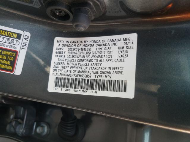 Photo 10 from auction – 2014 HONDA CR-V EXL with VIN 2HKRM3H7XEH536852