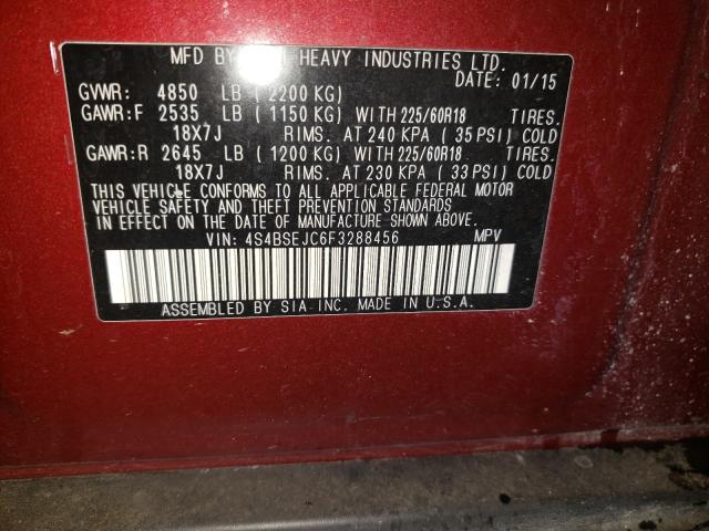 Photo 10 from auction – 2015 SUBARU OUTBACK 3. with VIN 4S4BSEJC6F3288456