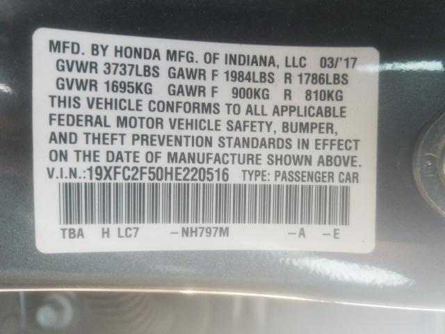 Photo 10 from auction – 2017 HONDA CIVIC LX with VIN 19XFC2F50HE220516