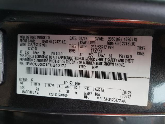 Photo 10 from auction – 2015 FORD ESCAPE SE with VIN 1FMCU0GX1FUB40172