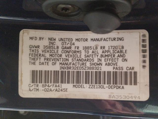 Photo 10 from auction – 2005 TOYOTA COROLLA CE with VIN 1NXBR32E05Z388321