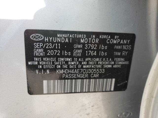 Photo 10 from auction – 2012 HYUNDAI ELANTRA GL with VIN KMHDH4AE7CU305533