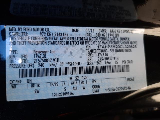 Photo 10 from auction – 2012 FORD FOCUS SEL with VIN 1FAHP3M20CL329625
