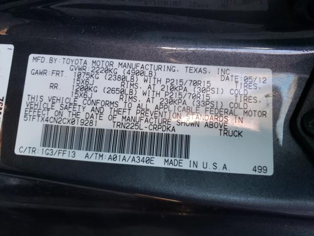 Photo 10 from auction – 2012 TOYOTA TACOMA ACC with VIN 5TFTX4CN2CX019281