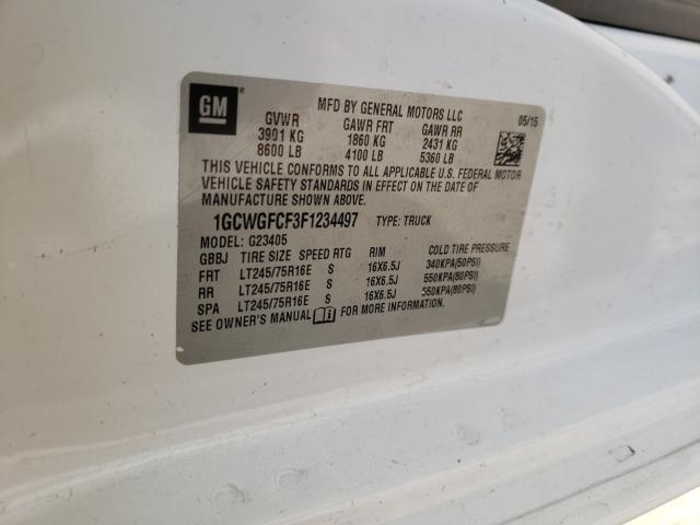 Photo 10 from auction – 2015 CHEVROLET EXPRESS G2 with VIN 1GCWGFCF3F1234497