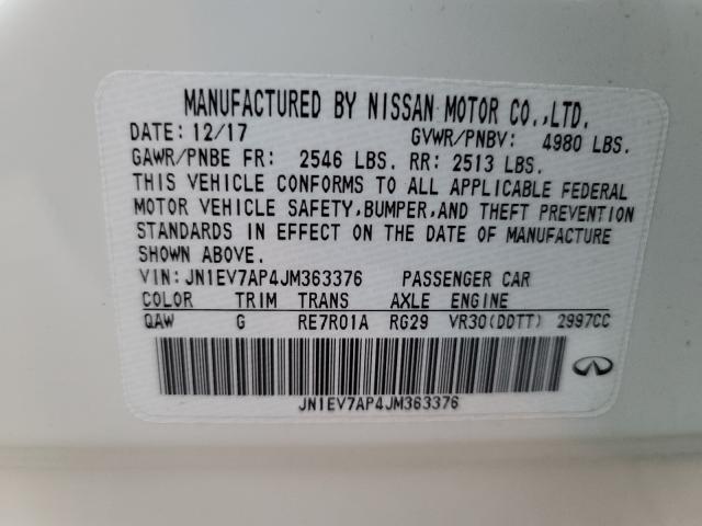 Photo 10 from auction – 2018 INFINITI Q50 LUXE with VIN JN1EV7AP4JM363376