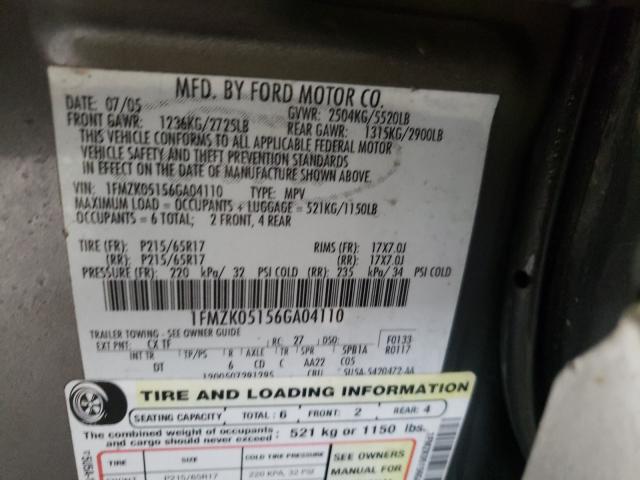 Photo 10 from auction – 2006 FORD FREESTYLE with VIN 1FMZK05156GA04110