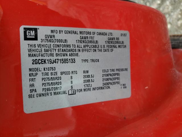 Photo 10 from auction – 2007 CHEVROLET SILVERADO with VIN 2GCEK19J471585133