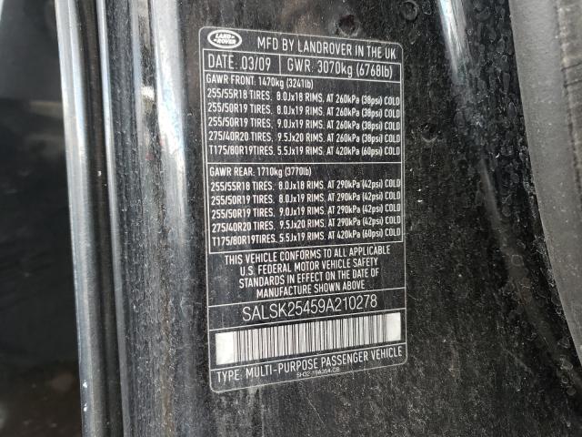 Снимка 10 от търг – 2009 LAND ROVER RANGE ROVE с VIN SALSK25459A210278