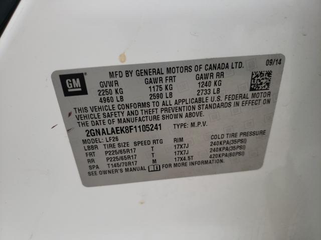 Photo 10 from auction – 2015 CHEVROLET EQUINOX LS with VIN 2GNALAEK8F1105241