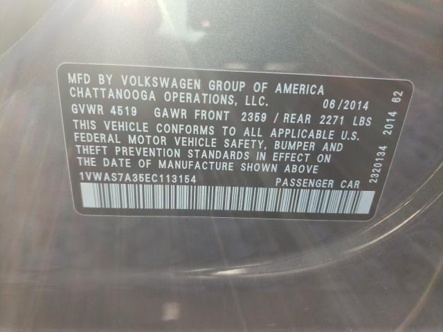 Photo 10 from auction – 2014 VOLKSWAGEN PASSAT S with VIN 1VWAS7A35EC113154