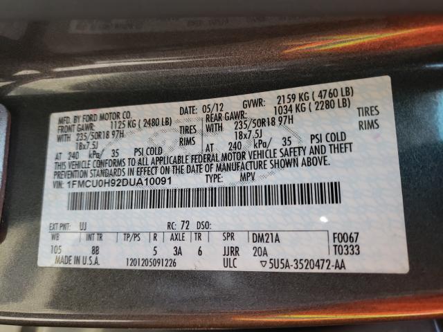 Photo 10 from auction – 2013 FORD ESCAPE SEL with VIN 1FMCU0H92DUA10091