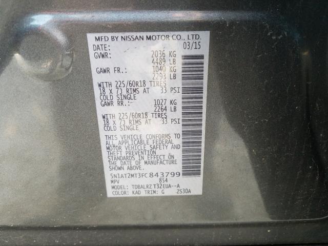 Photo 10 from auction – 2015 NISSAN ROGUE S with VIN 5N1AT2MT3FC843799