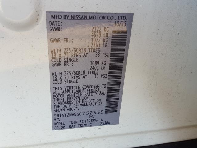 Photo 10 from auction – 2016 NISSAN ROGUE S with VIN 5N1AT2MV9GC752555