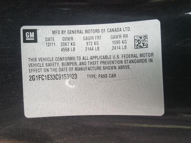 Photo 10 from auction – 2012 CHEVROLET CAMARO LT with VIN 2G1FC1E33C9153923