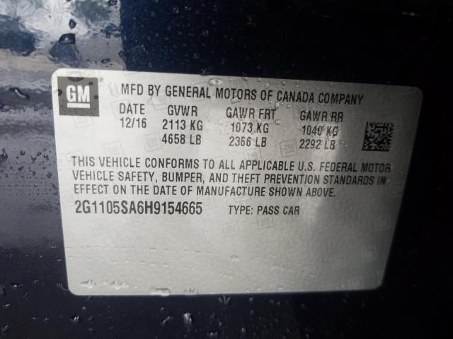 Photo 10 from auction – 2017 CHEVROLET IMPALA LT with VIN 2G1105SA6H9154665