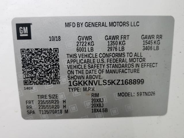 Photo 10 from auction – 2019 GMC ACADIA ALL with VIN 1GKKNVLS5KZ168899