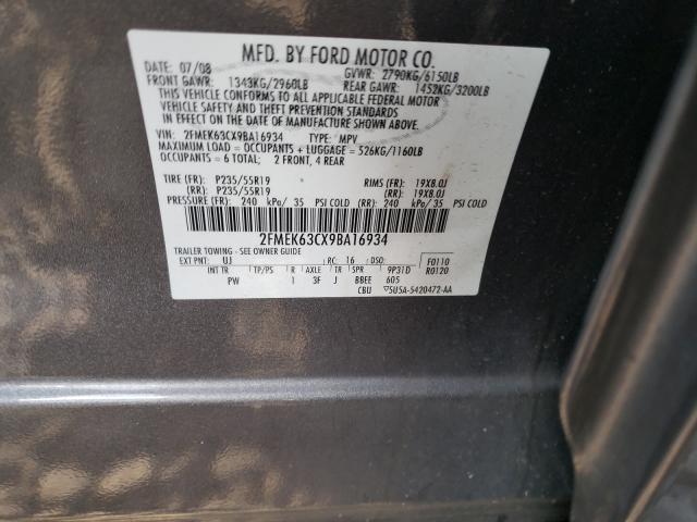 Photo 10 from auction – 2009 FORD FLEX LIMIT with VIN 2FMEK63CX9BA16934
