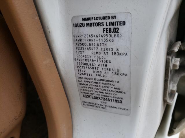Photo 10 from auction – 2002 ISUZU AXIOM XS with VIN 4S2CE58X724611933